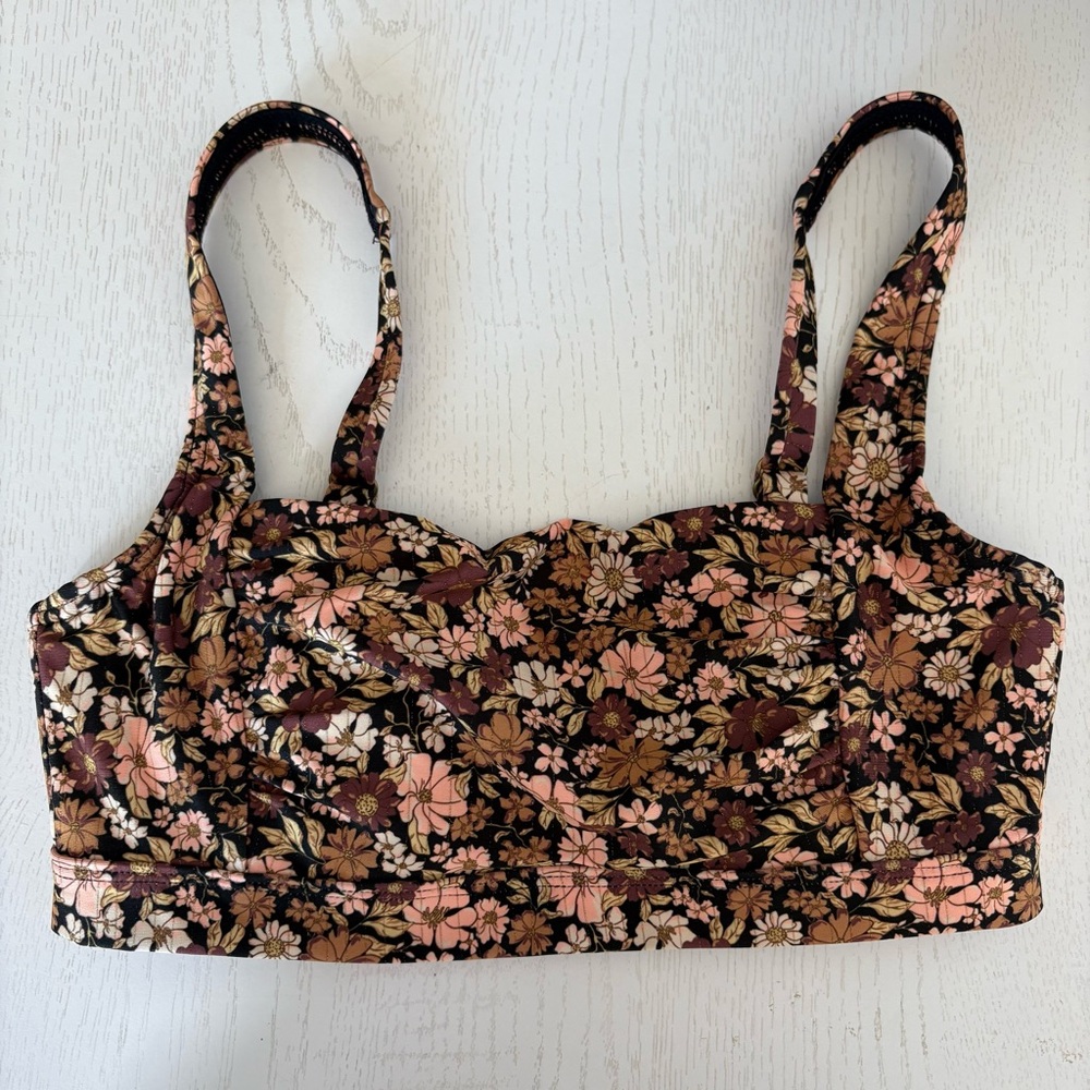 Rip Curl Black and Floral bikini top with underwire